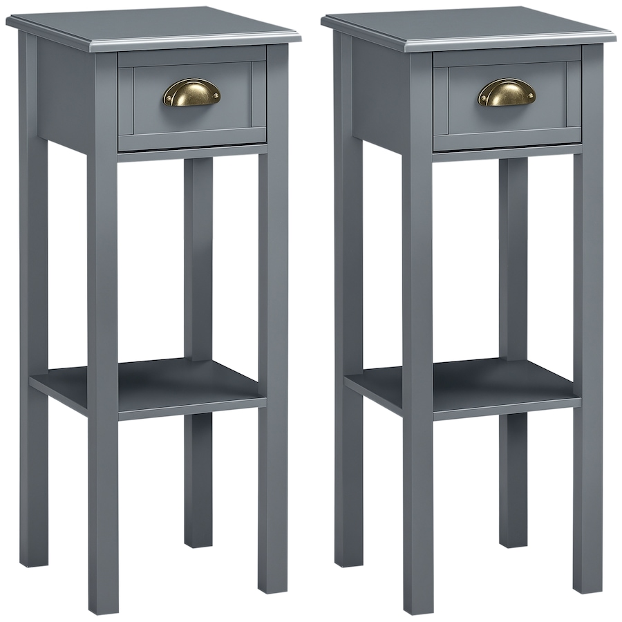 Image 987833_ST01.jpg, Product 987-833 / Price $109.99 - $121.99, HOMCOM Side Table Set of 2 Tall End Table W/ Drawer and Shelf for Hallway from HOMCOM on TSC.ca's Home & Garden department