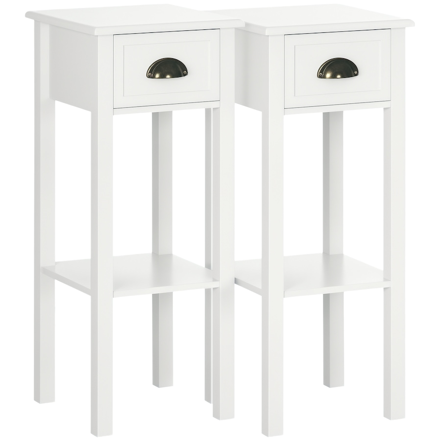 Image 987833_ST02.png, Product 987-833 / Price $109.99 - $121.99, HOMCOM Side Table Set of 2 Tall End Table W/ Drawer and Shelf for Hallway from HOMCOM on TSC.ca's Home & Garden department