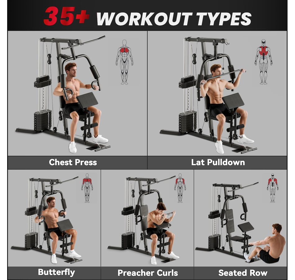 Image 987842_ALTMORE3.jpg, Product 987-842 / Price $439.99, Multifunction Home Gym Machine with 99lbs Weight Stack, Full Body Workout from Soozier on TSC.ca's Health & Fitness department