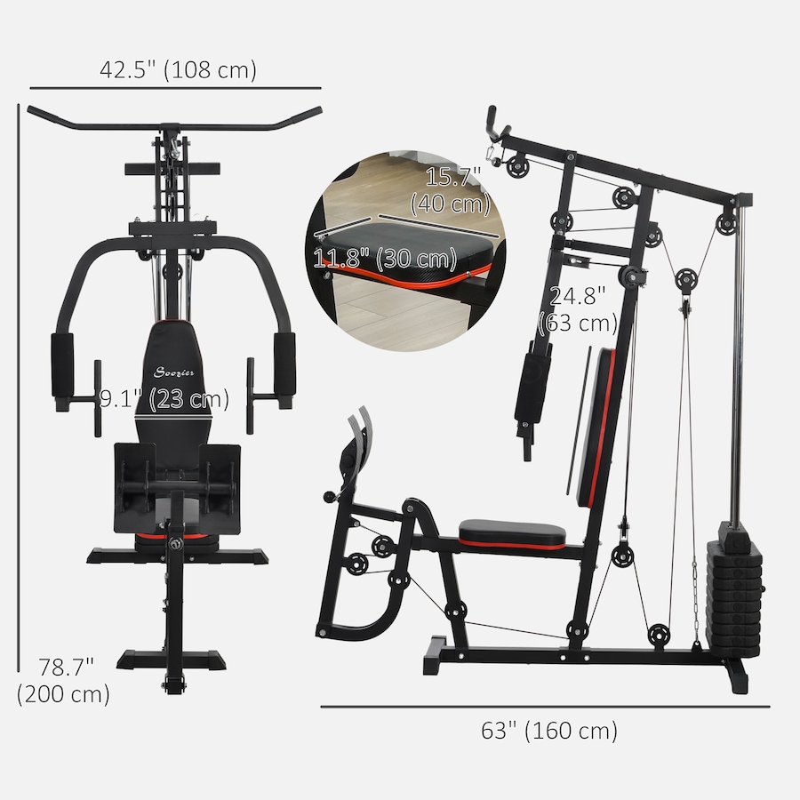 Image 987846_ALTMORE2.jpg, Product 987-846 / Price $399.99, Soozier Multi-Functional Home Gym Workout Equipment with Leg Press Machine from Soozier on TSC.ca's Health & Fitness department