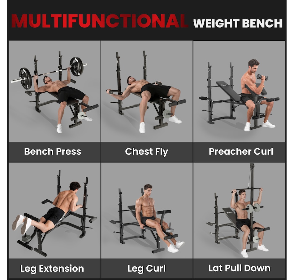 Image 987848_ALTMORE3.jpg, Product 987-848 / Price $234.99, Soozier Multi-Exercise Incline or Flat Weight Bench with Bench Press Rack from Soozier on TSC.ca's Health & Fitness department