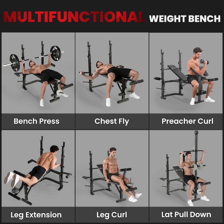 Image 987848_ALTMORE3.jpg, Product 987-848 / Price $234.99, Soozier Multi-Exercise Incline or Flat Weight Bench with Bench Press Rack from Soozier on TSC.ca's Health & Fitness department