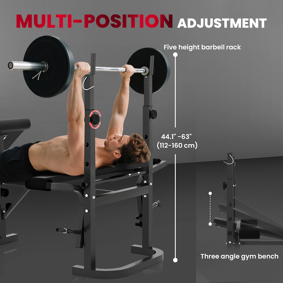 Image 987848_ALTMORE4.jpg, Product 987-848 / Price $234.99, Soozier Multi-Exercise Incline or Flat Weight Bench with Bench Press Rack from Soozier on TSC.ca's Health & Fitness department