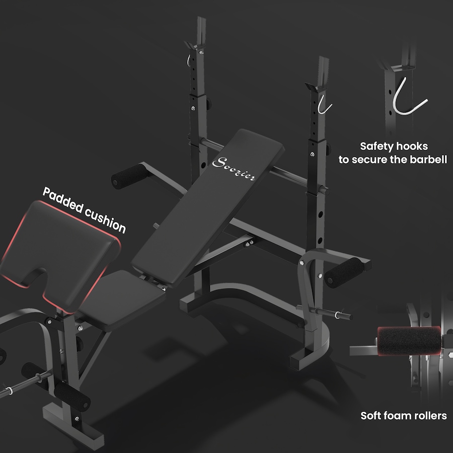 Image 987848_ALTMORE6.jpg, Product 987-848 / Price $234.99, Soozier Multi-Exercise Incline or Flat Weight Bench with Bench Press Rack from Soozier on TSC.ca's Health & Fitness department