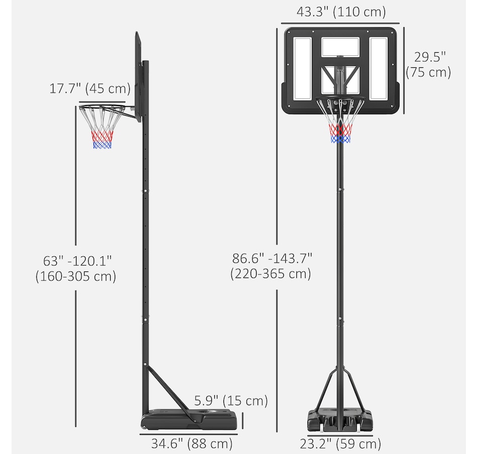 Image 987853_ALTMORE2.jpg, Product 987-853 / Price $114.99, Soozier Portable Basketball Hoop, 5ft-10ft Height Adjustable with Wheels from Soozier on TSC.ca's Health & Fitness department