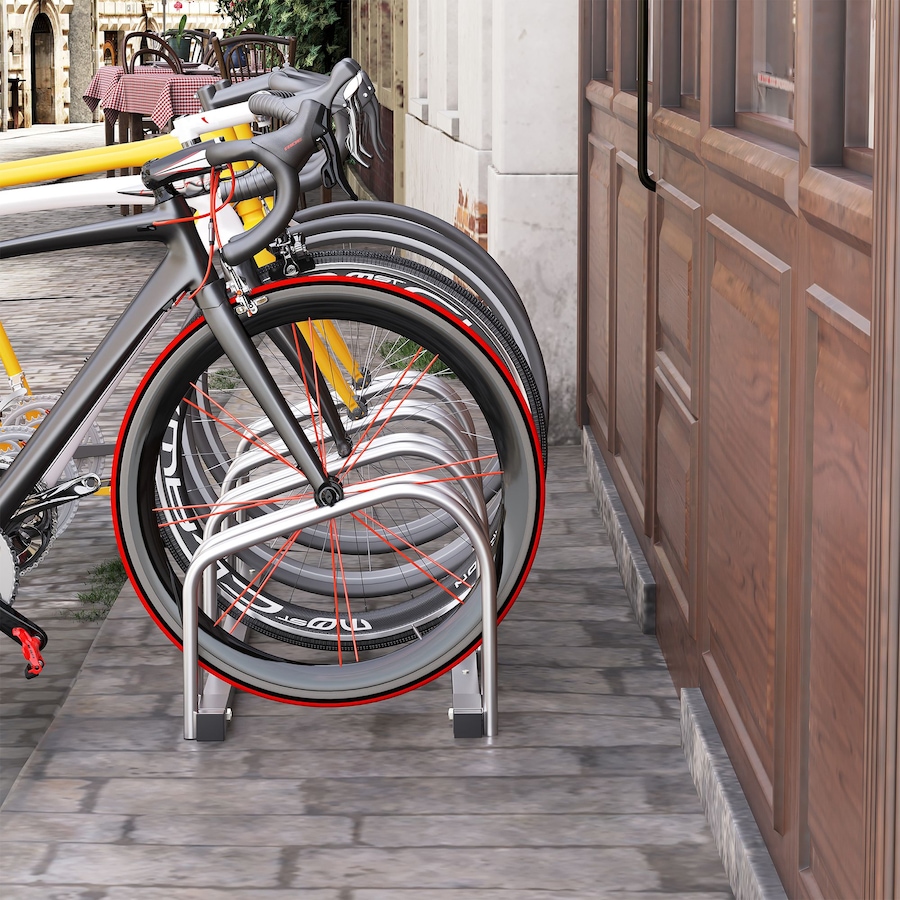 Image 987857_ALTMORE1.jpg, Product 987-857 / Price $63.99, Soozier 4-Bike Bicycle Floor Parking Rack Cycling Storage Stand Silver from Soozier on TSC.ca's Home & Garden department
