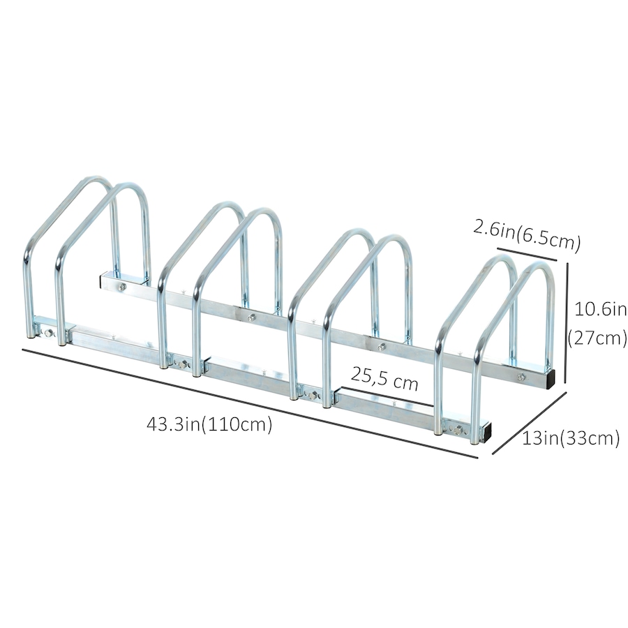 Image 987857_ALTMORE2.jpg, Product 987-857 / Price $63.99, Soozier 4-Bike Bicycle Floor Parking Rack Cycling Storage Stand Silver from Soozier on TSC.ca's Home & Garden department