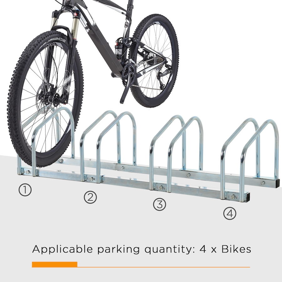 Image 987857_ALTMORE3.jpg, Product 987-857 / Price $63.99, Soozier 4-Bike Bicycle Floor Parking Rack Cycling Storage Stand Silver from Soozier on TSC.ca's Home & Garden department