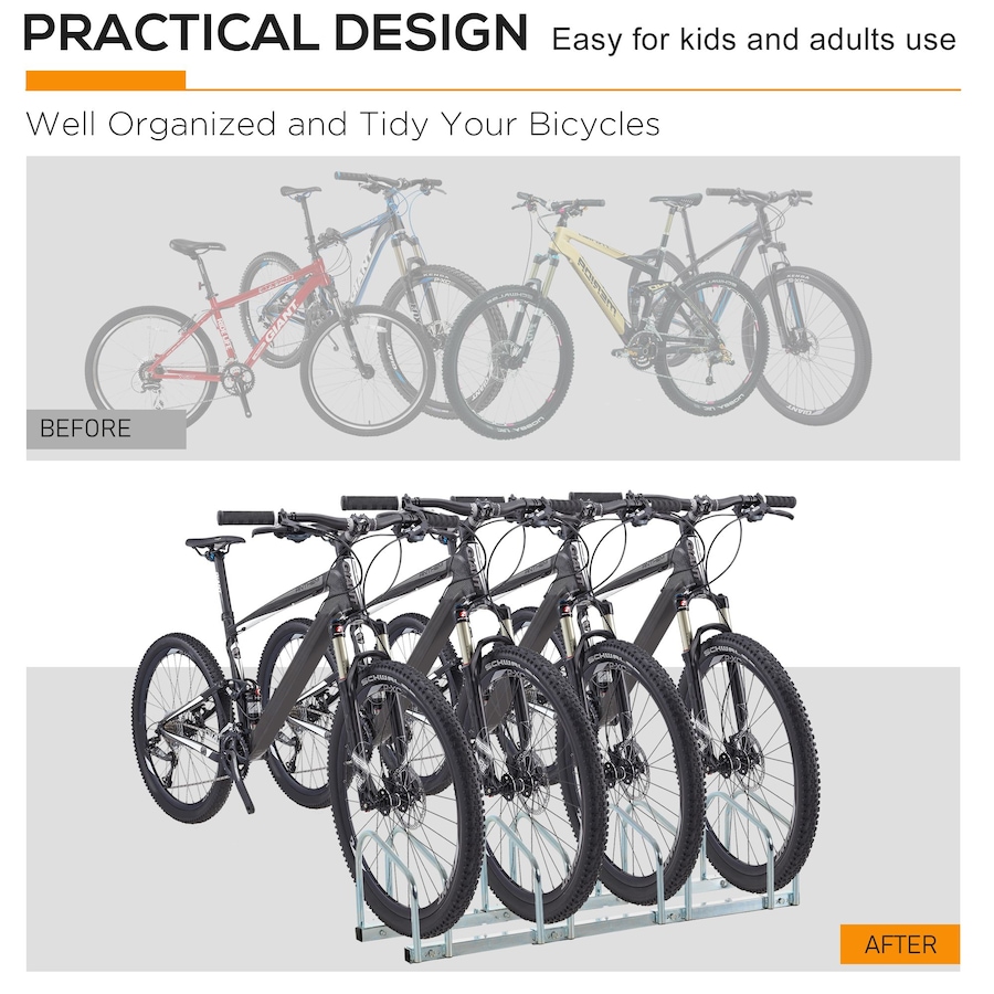 Image 987857_ALTMORE6.jpg, Product 987-857 / Price $63.99, Soozier 4-Bike Bicycle Floor Parking Rack Cycling Storage Stand Silver from Soozier on TSC.ca's Home & Garden department