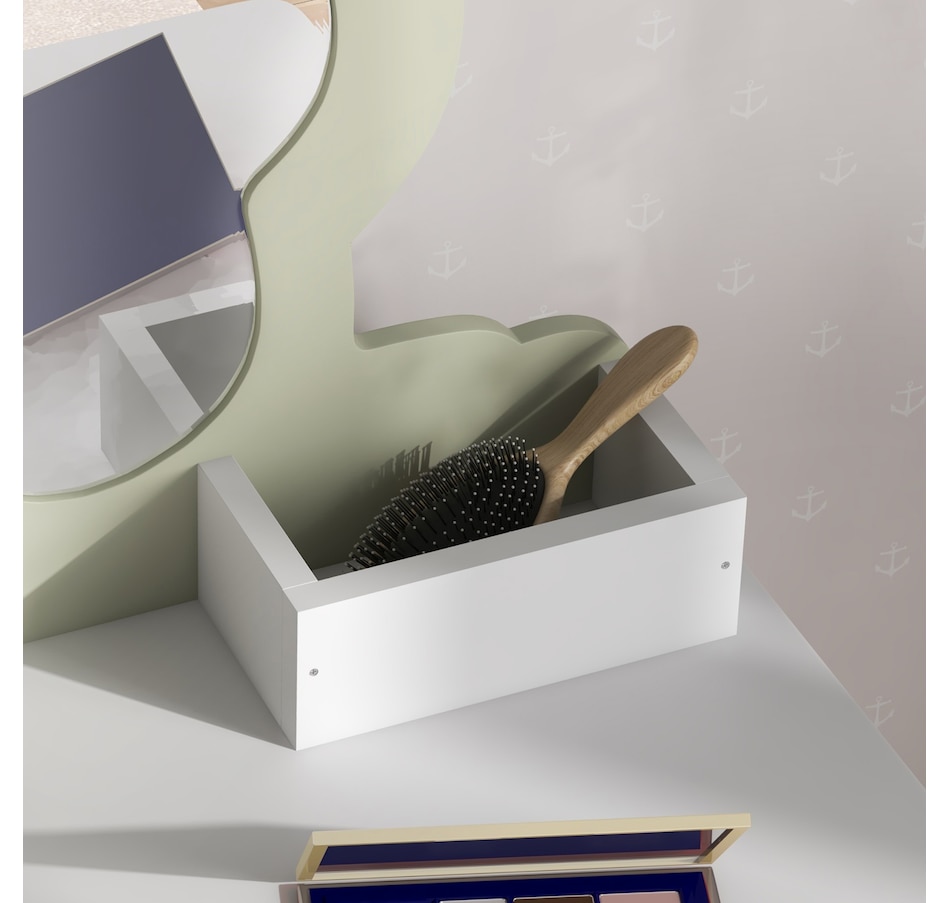 Image 987859_ALTMORE8.jpg, Product 987-859 / Price $99.99, Qaba Kids Vanity Table with Mirror and Stool, Flower Design, White from Qaba on TSC.ca's Home & Garden department