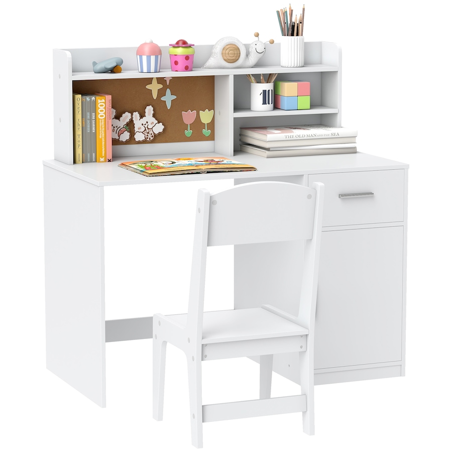 Image 987860.jpg, Product 987-860 / Price $183.99, Qaba Kids Desk and Chair Set, Study Table and Chair Set with Storage, White from Qaba on TSC.ca's Home & Garden department