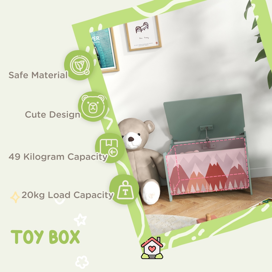 Image 987862_ALTMORE3.jpg, Product 987-862 / Price $69.95, Qaba Toy Box with Lid, Toy Chest Storage Organizer for Bedroom, Green from Qaba on TSC.ca's Home & Garden department