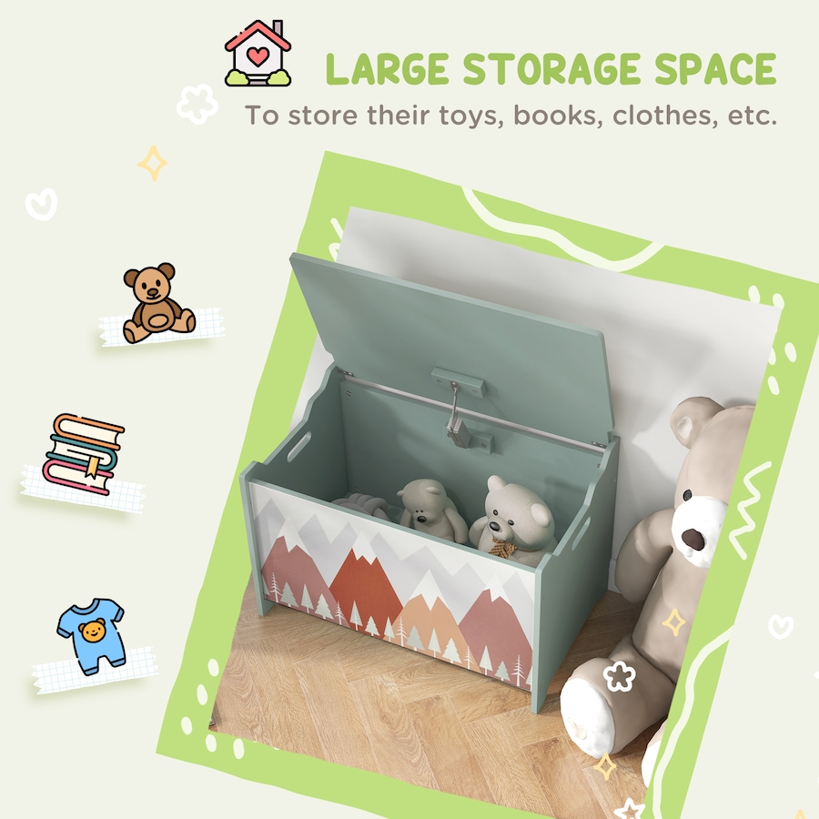 Image 987862_ALTMORE5.jpg, Product 987-862 / Price $69.95, Qaba Toy Box with Lid, Toy Chest Storage Organizer for Bedroom, Green from Qaba on TSC.ca's Home & Garden department