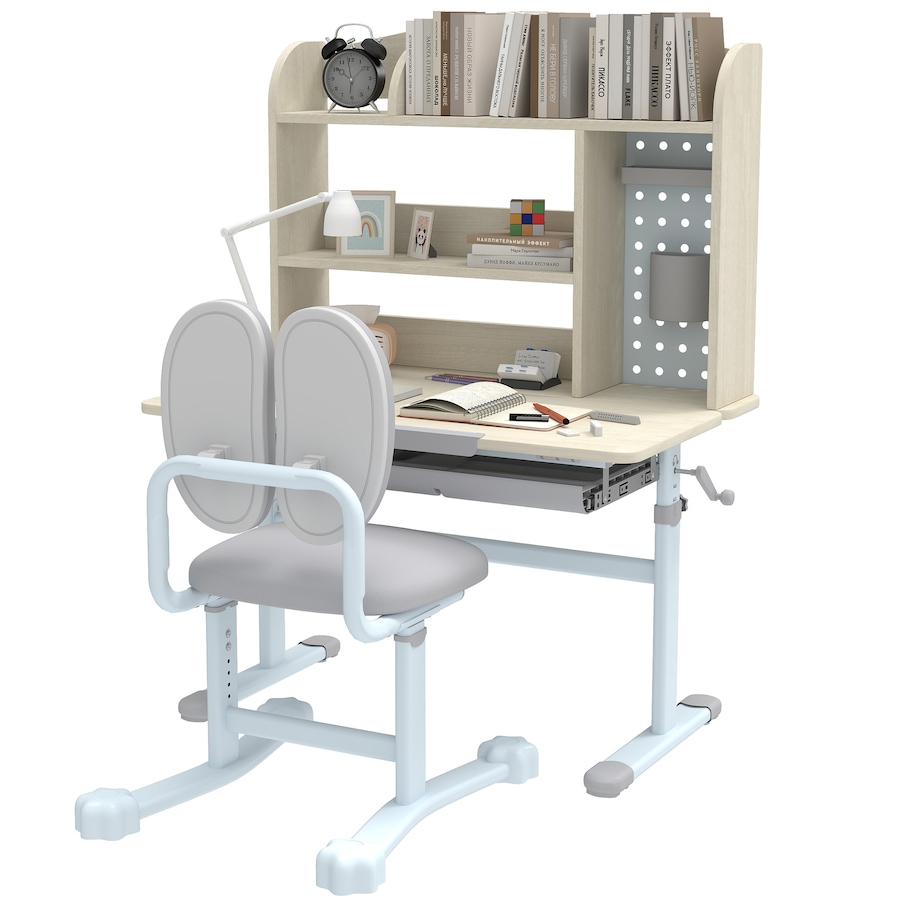 Image 987863.jpg, Product 987-863 / Price $279.99, Qaba Kids Desk and Chair Set with Adjustable Height, Tilting Desktop, Grey from Qaba on TSC.ca's Home & Garden department