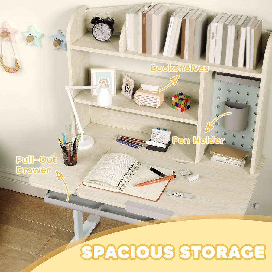 Image 987863_ALTMORE5.jpg, Product 987-863 / Price $279.99, Qaba Kids Desk and Chair Set with Adjustable Height, Tilting Desktop, Grey from Qaba on TSC.ca's Home & Garden department