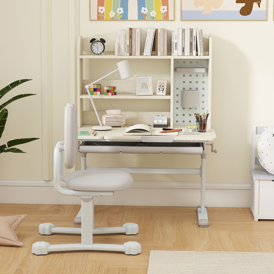 Image 987863_ALTMORE8.jpg, Product 987-863 / Price $279.99, Qaba Kids Desk and Chair Set with Adjustable Height, Tilting Desktop, Grey from Qaba on TSC.ca's Home & Garden department