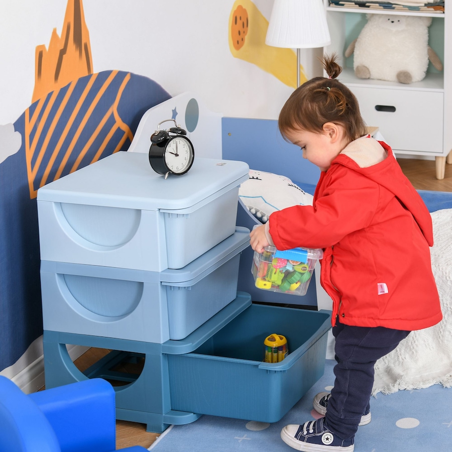 Image 987867_ALTMORE1.jpg, Product 987-867 / Price $69.99, Qaba 3 Tier Kids Toy Organizer with 3 Plastic Storage Bins, Blue from Qaba on TSC.ca's Home & Garden department