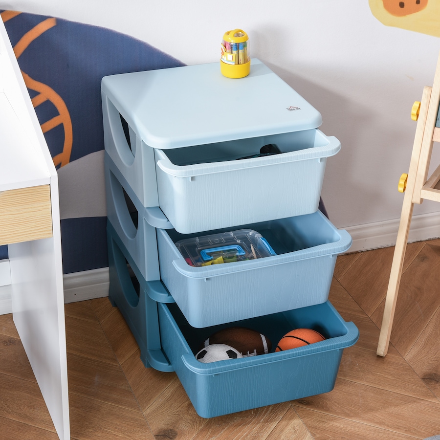 Image 987867_ALTMORE7.jpg, Product 987-867 / Price $69.99, Qaba 3 Tier Kids Toy Organizer with 3 Plastic Storage Bins, Blue from Qaba on TSC.ca's Home & Garden department