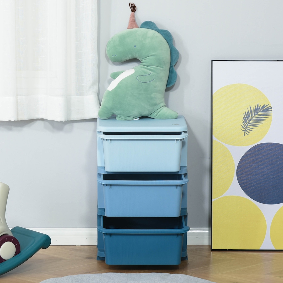 Image 987867_ALTMORE8.jpg, Product 987-867 / Price $69.99, Qaba 3 Tier Kids Toy Organizer with 3 Plastic Storage Bins, Blue from Qaba on TSC.ca's Home & Garden department