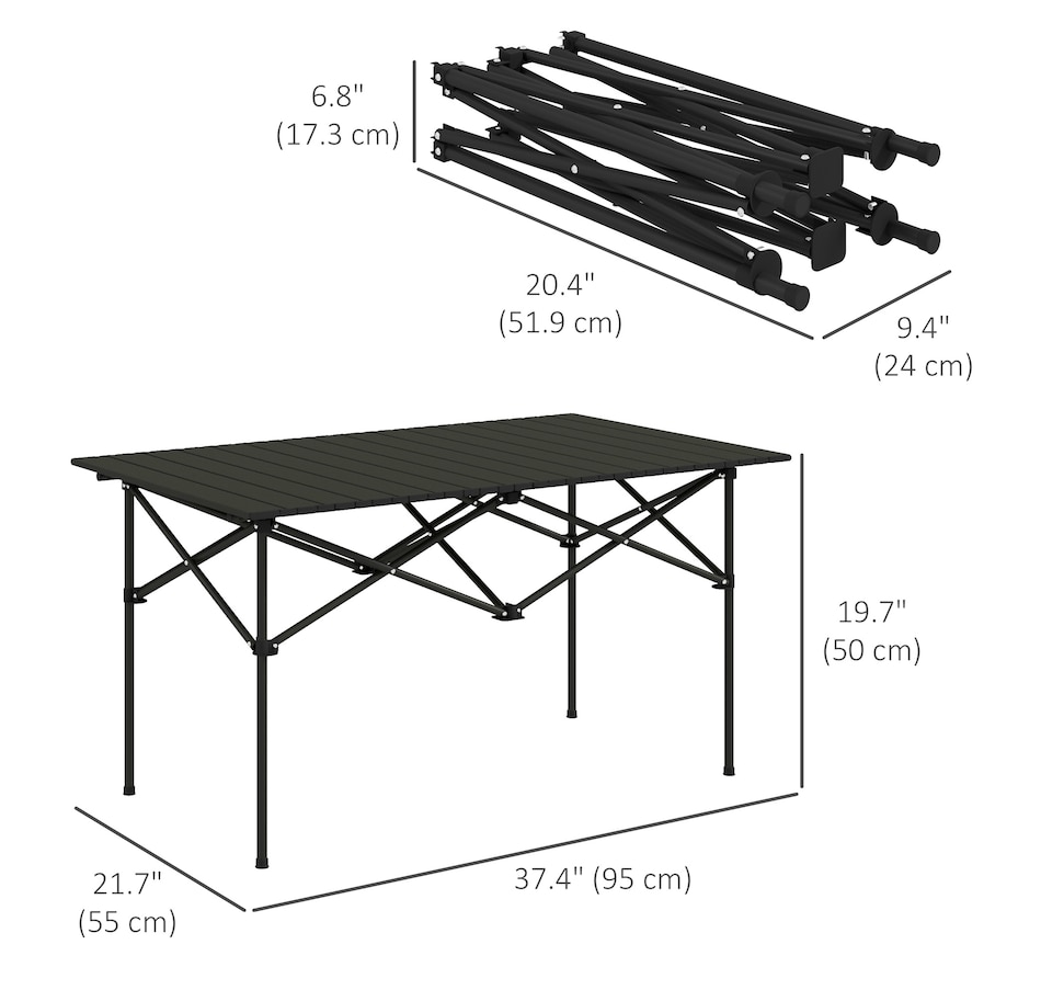 Image 987879_ALTMORE2.jpg, Product 987-879 / Price $54.99, Outsunny Folding Camping Table with Roll up Top and Carry Bag, Black from Outsunny on TSC.ca's Health & Fitness department