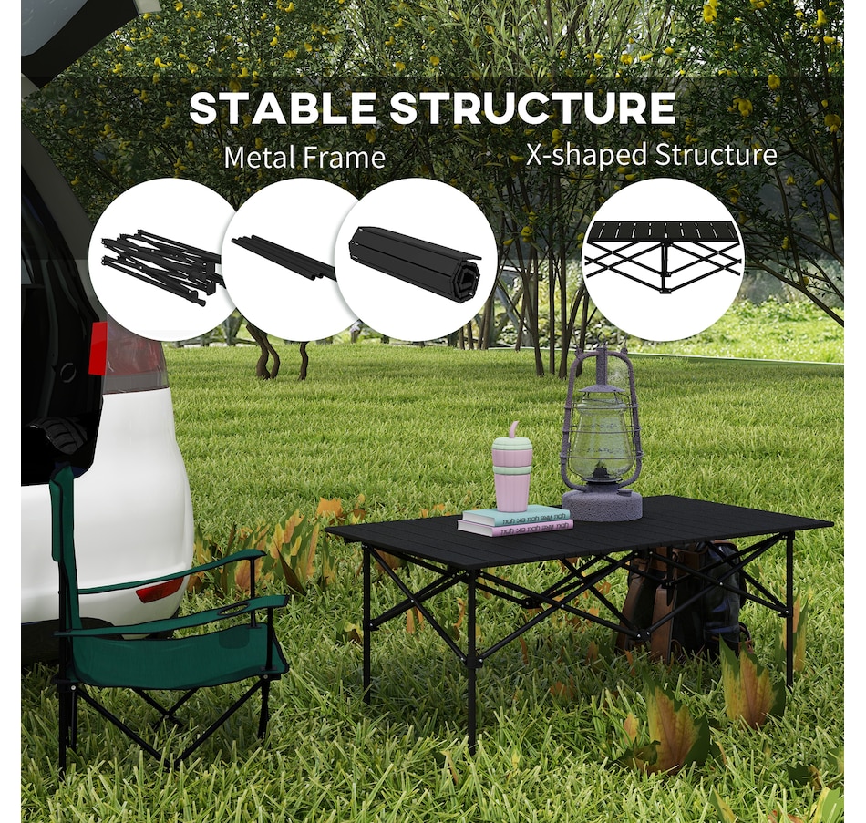 Image 987879_ALTMORE4.jpg, Product 987-879 / Price $54.99, Outsunny Folding Camping Table with Roll up Top and Carry Bag, Black from Outsunny on TSC.ca's Health & Fitness department