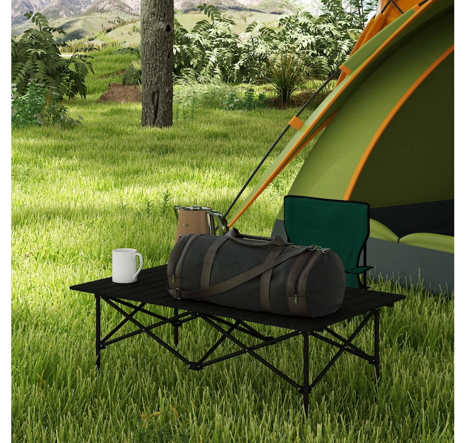 Image 987879_ALTMORE7.jpg, Product 987-879 / Price $54.99, Outsunny Folding Camping Table with Roll up Top and Carry Bag, Black from Outsunny on TSC.ca's Health & Fitness department