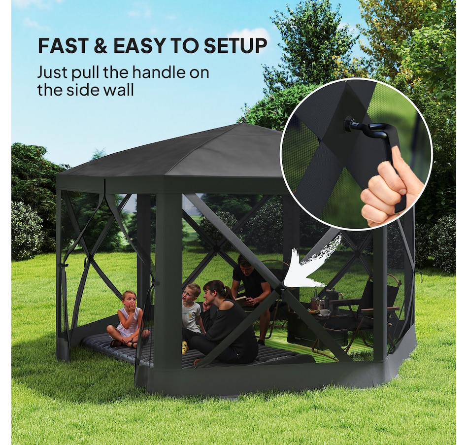 Image 987880_ALTMORE3.jpg, Product 987-880 / Price $214.99, 12' x 12' Pop Up Screen Tent, Camping Shelter Picnic Canopy, Black from Outsunny on TSC.ca's Health & Fitness department