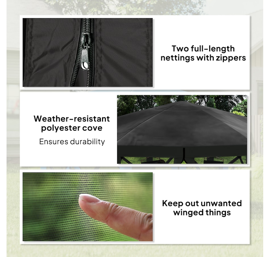 Image 987880_ALTMORE4.jpg, Product 987-880 / Price $214.99, 12' x 12' Pop Up Screen Tent, Camping Shelter Picnic Canopy, Black from Outsunny on TSC.ca's Health & Fitness department