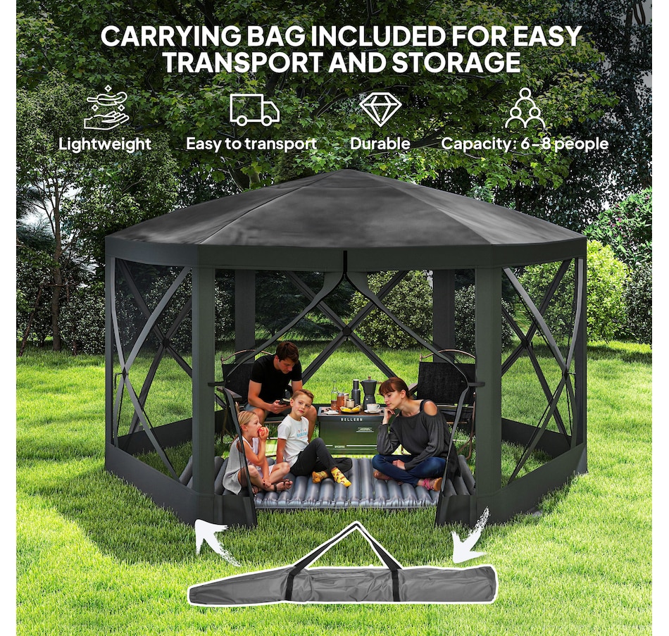 Image 987880_ALTMORE5.jpg, Product 987-880 / Price $214.99, 12' x 12' Pop Up Screen Tent, Camping Shelter Picnic Canopy, Black from Outsunny on TSC.ca's Health & Fitness department