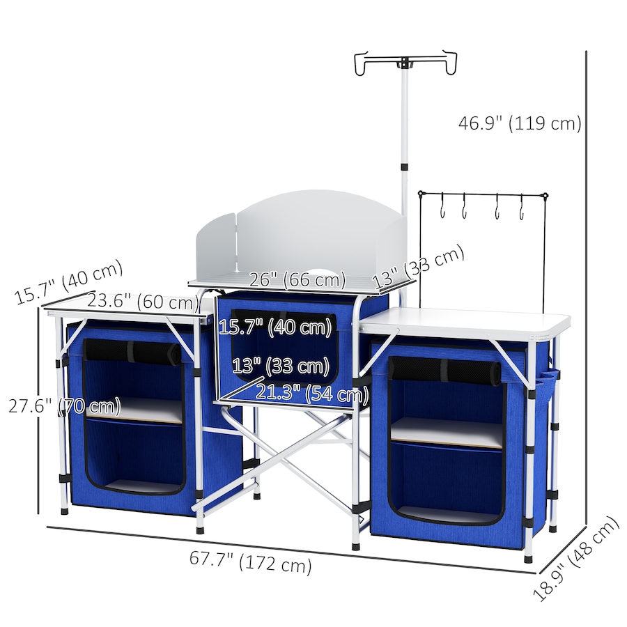 Image 987884_ALTMORE2.jpg, Product 987-884 / Price $169.99, Outsunny Folding Camping Kitchen with Windshield Fabric Cupboards Blue from Outsunny on TSC.ca's Health & Fitness department