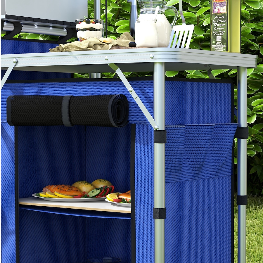 Image 987884_ALTMORE8.jpg, Product 987-884 / Price $169.99, Outsunny Folding Camping Kitchen with Windshield Fabric Cupboards Blue from Outsunny on TSC.ca's Health & Fitness department