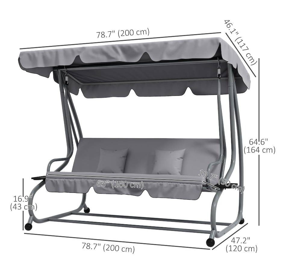 Image 987885_ALTMORE2.jpg, Product 987-885 / Price $329.99, Outsunny Outdoor Patio Swing Chair with Adjustable Canopy and Two Pillows from Outsunny on TSC.ca's Home & Garden department