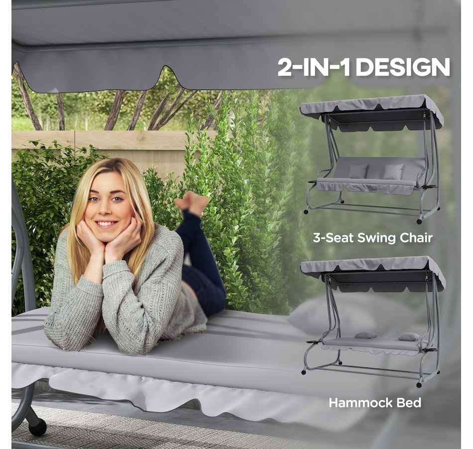 Image 987885_ALTMORE3.jpg, Product 987-885 / Price $329.99, Outsunny Outdoor Patio Swing Chair with Adjustable Canopy and Two Pillows from Outsunny on TSC.ca's Home & Garden department