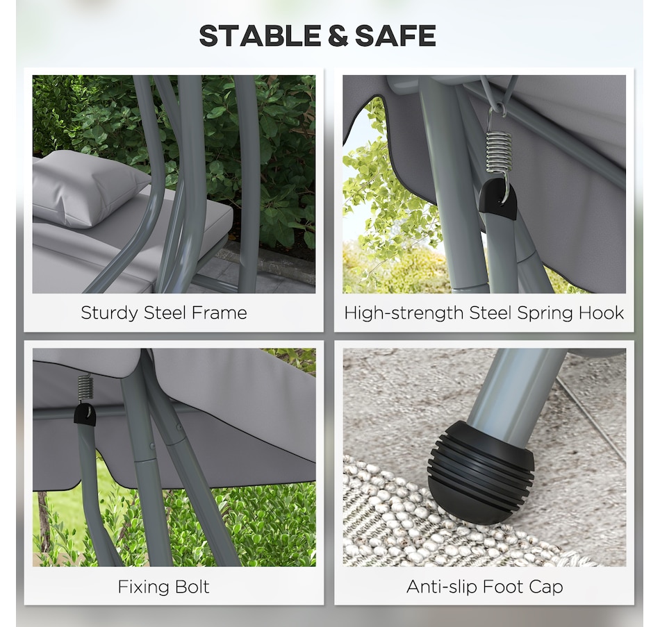 Image 987885_ALTMORE5.jpg, Product 987-885 / Price $329.99, Outsunny Outdoor Patio Swing Chair with Adjustable Canopy and Two Pillows from Outsunny on TSC.ca's Home & Garden department