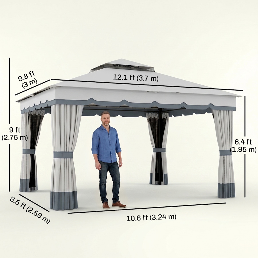 Image 987898_ALTMORE10.jpg, Product 987-898 / Price $484.99, Outsunny 10' x 12' Double Roof Outdoor Gazebo with Netting & Curtains from Outsunny on TSC.ca's Home & Garden department
