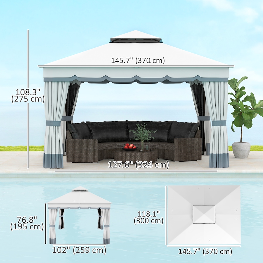 Image 987898_ALTMORE2.jpg, Product 987-898 / Price $439.99, Outsunny 10' x 12' Double Roof Outdoor Gazebo with Netting & Curtains from Outsunny on TSC.ca's Home & Garden department