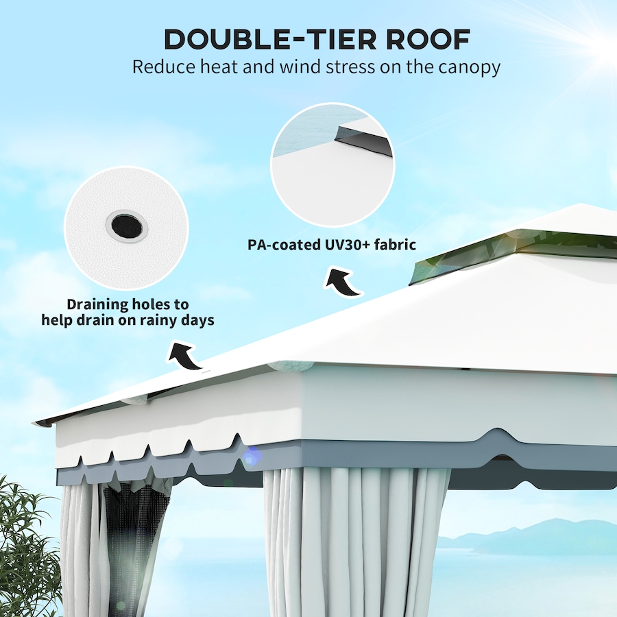 Image 987898_ALTMORE3.jpg, Product 987-898 / Price $439.99, Outsunny 10' x 12' Double Roof Outdoor Gazebo with Netting & Curtains from Outsunny on TSC.ca's Home & Garden department
