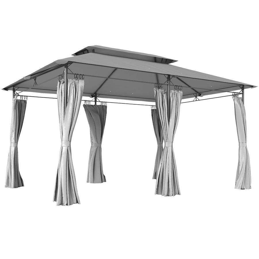 Image 987899.jpg, Product 987-899 / Price $269.00, Outsunny 10' x 13' Double Roof Patio Gazebo with Curtains, Dark Grey from Outsunny on TSC.ca's Home & Garden department