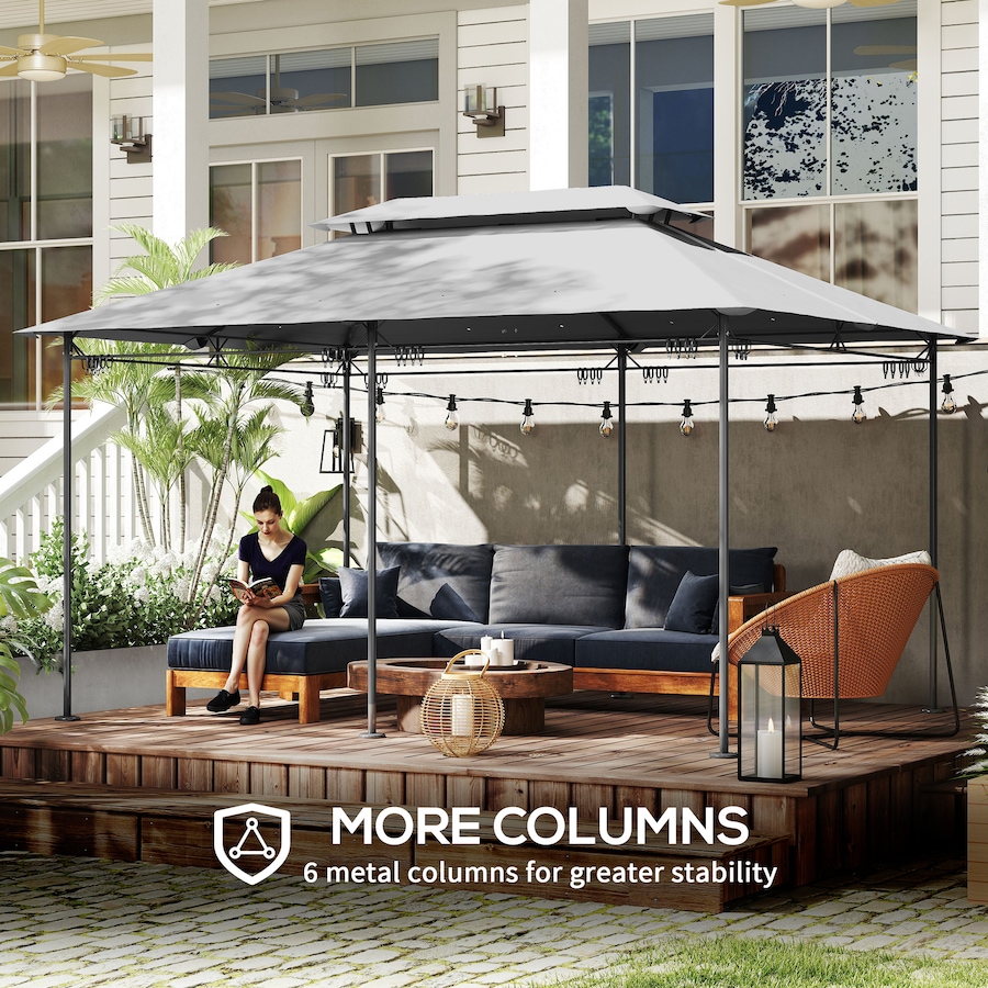 Image 987899_ALTMORE4.jpg, Product 987-899 / Price $269.00, Outsunny 10' x 13' Double Roof Patio Gazebo with Curtains, Dark Grey from Outsunny on TSC.ca's Home & Garden department