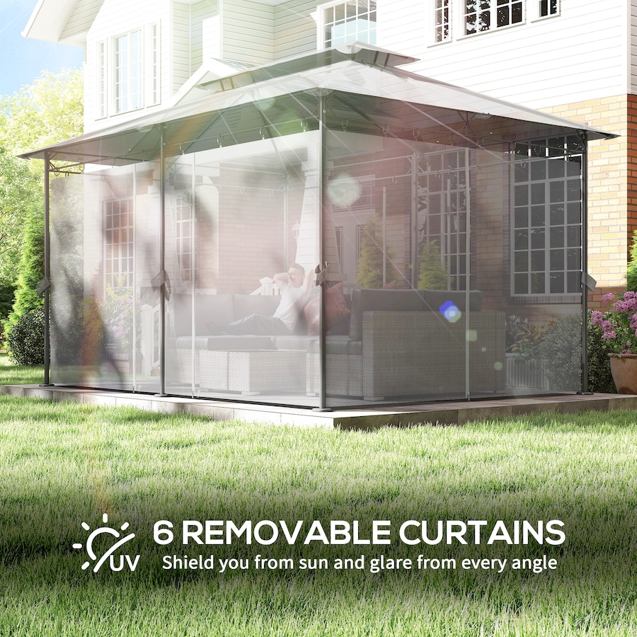 Image 987899_ALTMORE5.jpg, Product 987-899 / Price $269.00, Outsunny 10' x 13' Double Roof Patio Gazebo with Curtains, Dark Grey from Outsunny on TSC.ca's Home & Garden department