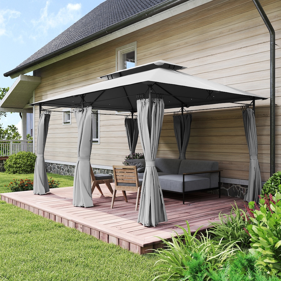 Image 987899_ALTMORE7.jpg, Product 987-899 / Price $269.00, Outsunny 10' x 13' Double Roof Patio Gazebo with Curtains, Dark Grey from Outsunny on TSC.ca's Home & Garden department