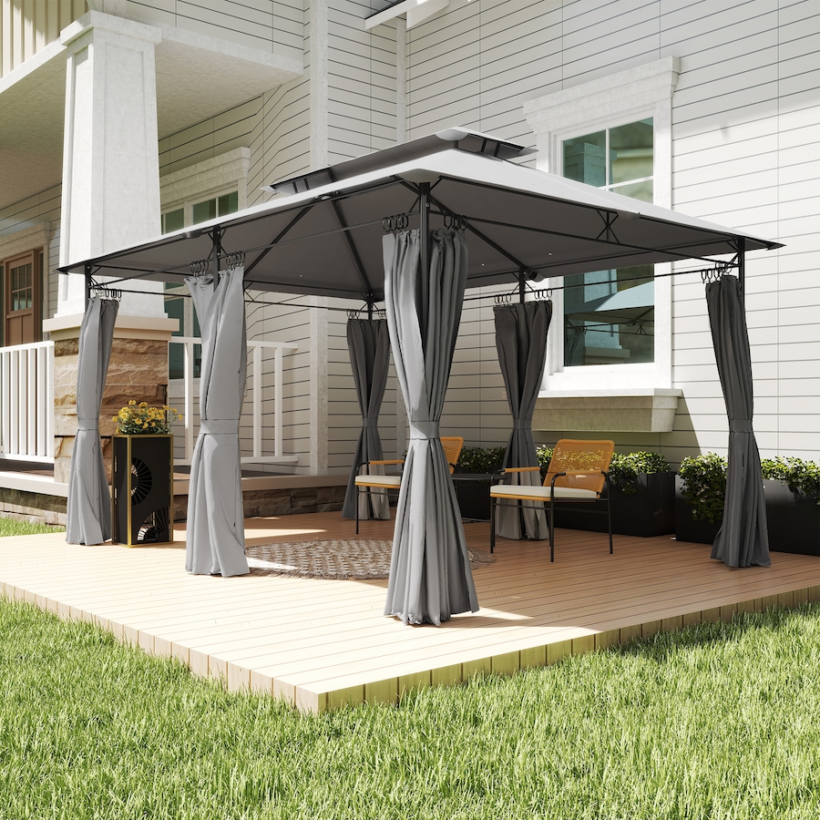 Image 987899_ALTMORE8.jpg, Product 987-899 / Price $269.00, Outsunny 10' x 13' Double Roof Patio Gazebo with Curtains, Dark Grey from Outsunny on TSC.ca's Home & Garden department