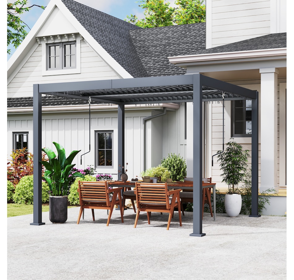 Image 987900_ALTMORE1.jpg, Product 987-900 / Price $1,699.99, Outsunny 10' x 10' Louvered Pergola with Adjustable Roof & Aluminum Frame from Outsunny on TSC.ca's Home & Garden department