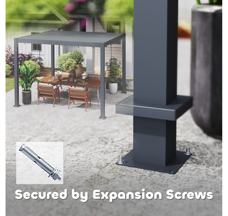 Image 987900_ALTMORE7.jpg, Product 987-900 / Price $1,699.99, Outsunny 10' x 10' Louvered Pergola with Adjustable Roof & Aluminum Frame from Outsunny on TSC.ca's Home & Garden department