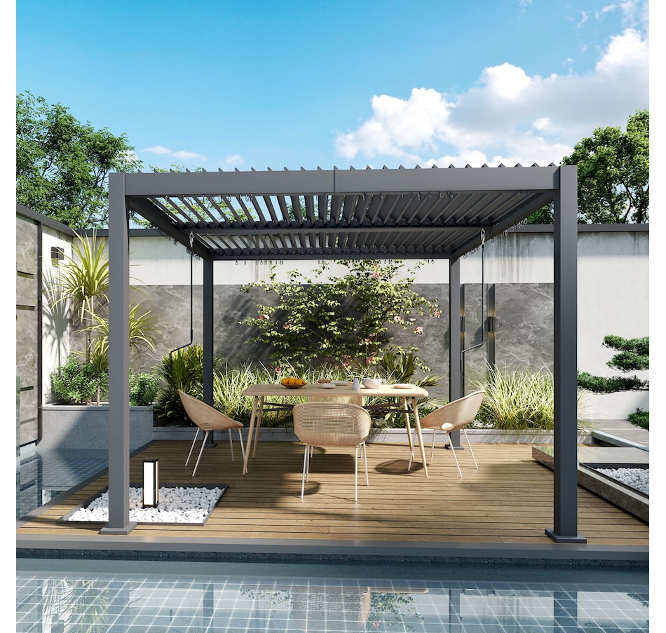 Image 987900_ALTMORE8.jpg, Product 987-900 / Price $1,699.99, Outsunny 10' x 10' Louvered Pergola with Adjustable Roof & Aluminum Frame from Outsunny on TSC.ca's Home & Garden department