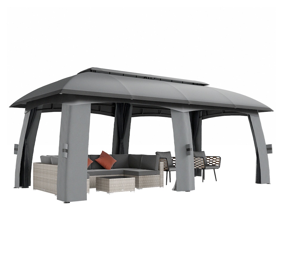 Image 987907.jpg, Product 987-907 / Price $459.99, Outsunny 10' x 20' Patio Gazebo Canopy with Netting Dark Grey from Outsunny on TSC.ca's Home & Garden department