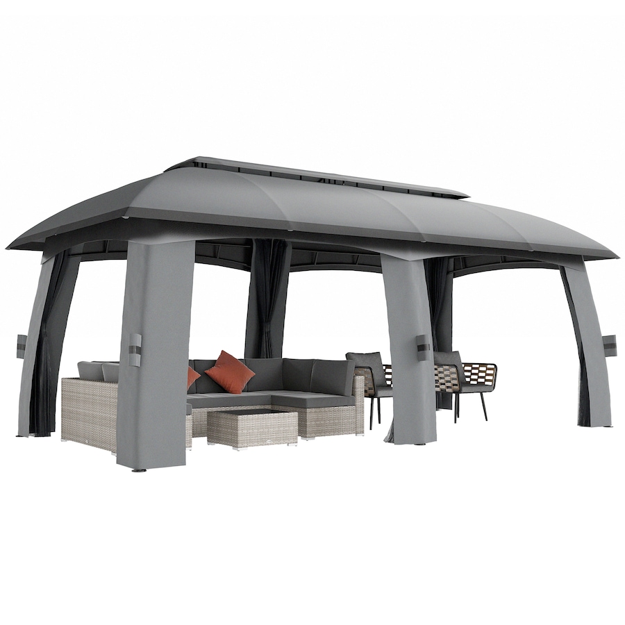Image 987907.jpg, Product 987-907 / Price $609.99, Outsunny 10' x 20' Patio Gazebo Canopy with Netting Dark Grey from Outsunny on TSC.ca's Home & Garden department