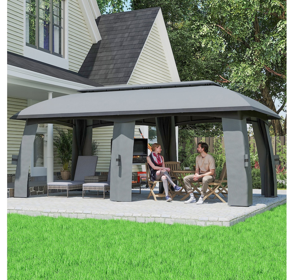 Image 987907_ALTMORE1.jpg, Product 987-907 / Price $459.99, Outsunny 10' x 20' Patio Gazebo Canopy with Netting Dark Grey from Outsunny on TSC.ca's Home & Garden department