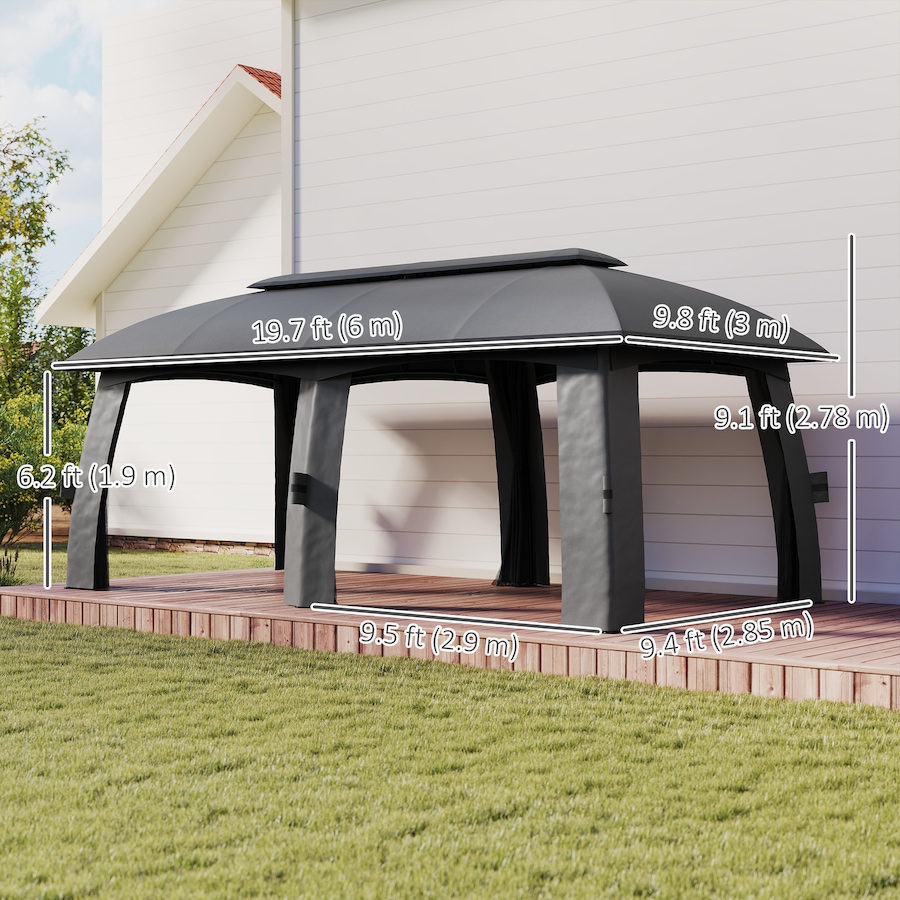 Image 987907_ALTMORE2.jpg, Product 987-907 / Price $609.99, Outsunny 10' x 20' Patio Gazebo Canopy with Netting Dark Grey from Outsunny on TSC.ca's Home & Garden department