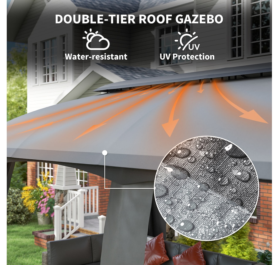 Image 987907_ALTMORE3.jpg, Product 987-907 / Price $459.99, Outsunny 10' x 20' Patio Gazebo Canopy with Netting Dark Grey from Outsunny on TSC.ca's Home & Garden department